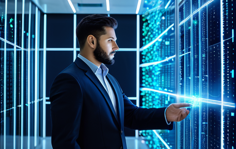 A professional individual, fully clothed in a modern business suit, stands in a sleek, minimalist data center, confidently interacting with a transparent, holographic interface displaying blockchain nodes and secure transaction flows. The environment emphasizes digital security and financial autonomy, with a background of glowing blue light trails symbolizing global connectivity. Perfect anatomy, correct proportions, natural pose, well-formed hands, proper finger count, professional photography, high-resolution, sharp focus. Safe for work, appropriate content, modest, family-friendly.