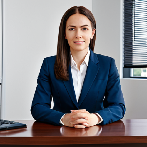 Home 17 **
A professional businesswoman in a modest business suit, sitting at a desk in a modern office, fully clothed, appropriate attire, safe for work, perfect anatomy, natural proportions, professional photography, high quality.
**