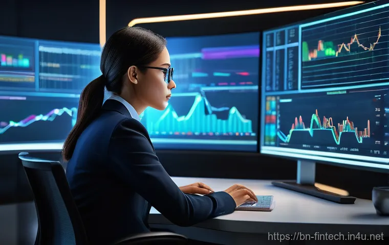 AI 주식 리스크 관리 - A professional male or female investor, dressed in smart business attire, seated at a sleek desk in ...
