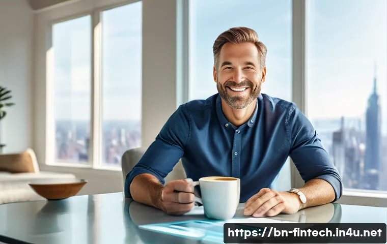 자산 관리 자동화 플랫폼 - **Prompt:** A serene and confident diverse man in his late 30s, fully dressed in smart casual attire...