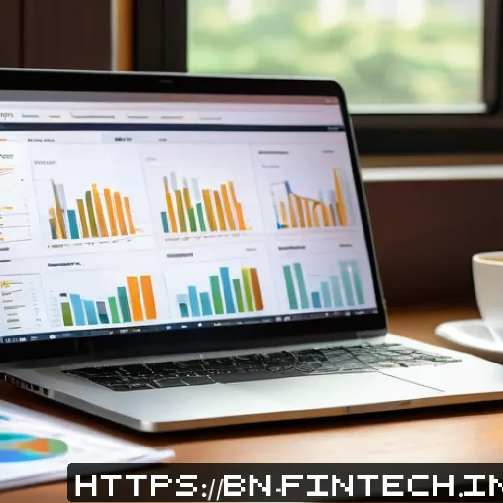 로보 어드바이저 투자 - A modern digital investment dashboard displayed on a sleek laptop screen, showing automated portfoli...