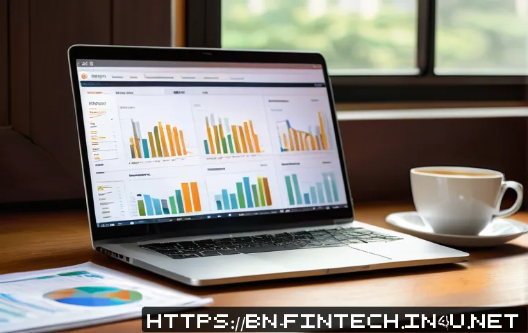 로보 어드바이저 투자 - A modern digital investment dashboard displayed on a sleek laptop screen, showing automated portfoli...