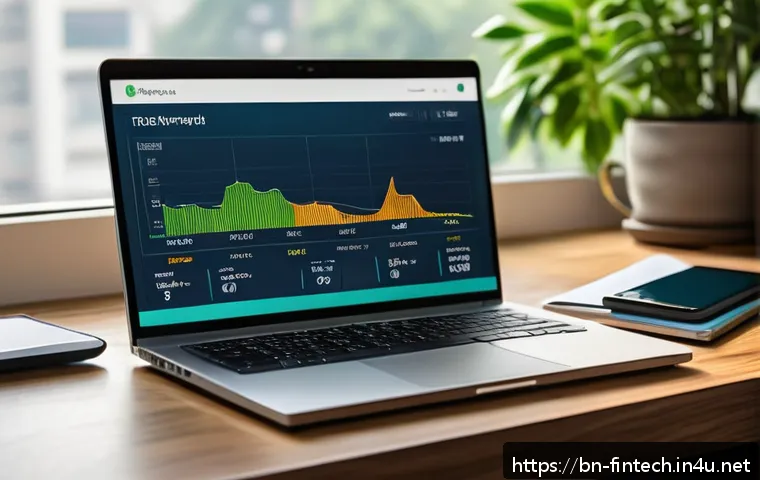 P2P 투자 플랫폼 기술 - A modern digital financial platform interface displayed on a sleek laptop screen, showing a real-tim...